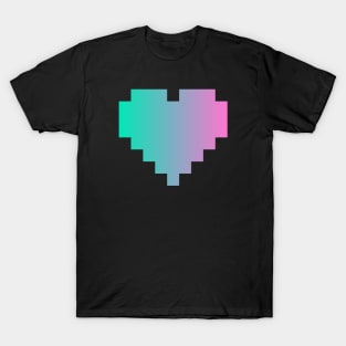 Minimalist Pixel Heart (Cyan and Pink) T-Shirt